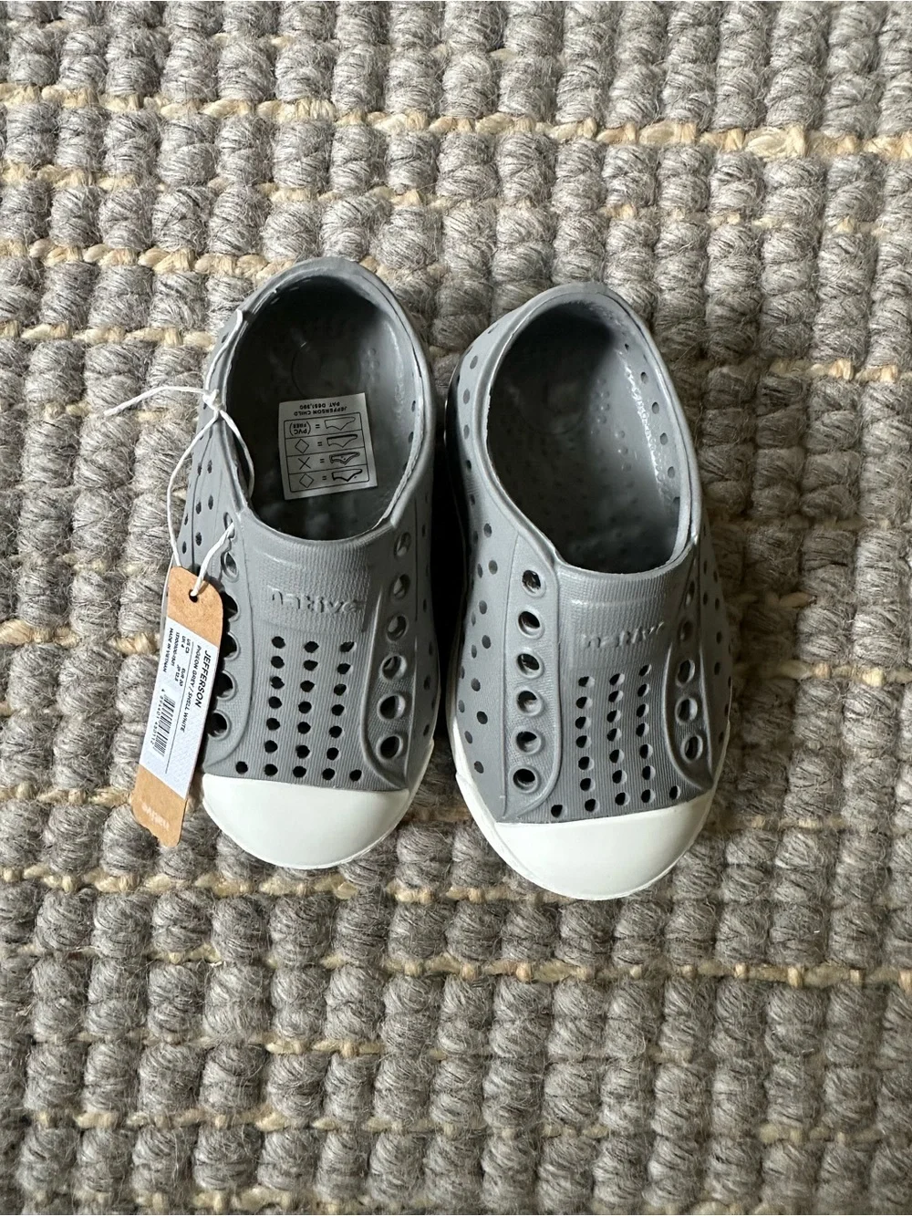 Native C-5 Slip-On Water-Friendly Gray Shoes with White Toe
